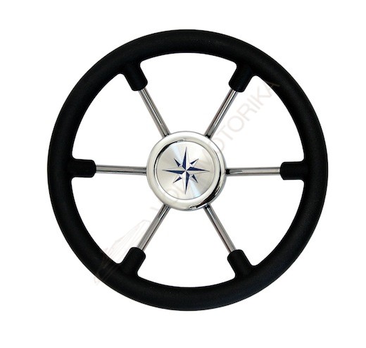 Рулевое колесо LEADER PLAST черный обод серебряные спицы д. 330 мм Volanti Luisi