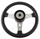 Рулевое колесо DELFINO обод черный, спицы серебряные д. 340 мм Volanti Luisi